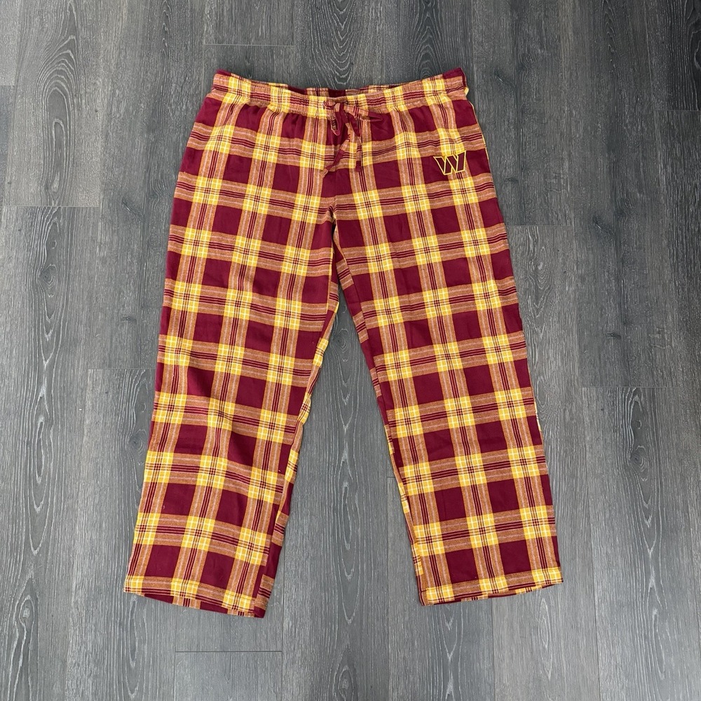 Washington Commanders Pajama Pants Women XXL Red Plaid Flannel‎ Lounge NFL Cozy